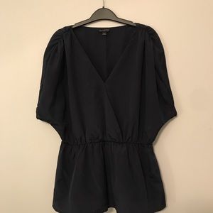 navy banana republic peplum top